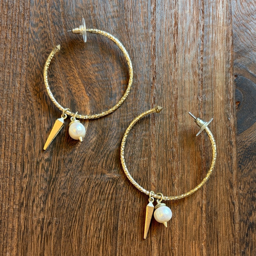 Kendra Scott Hoop Earrings with Pearl & Spike Charms